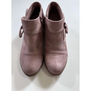 UNR8ED Reece Girls 3.5 Pink Faux Suede Ankle Booties Bow Western Zip